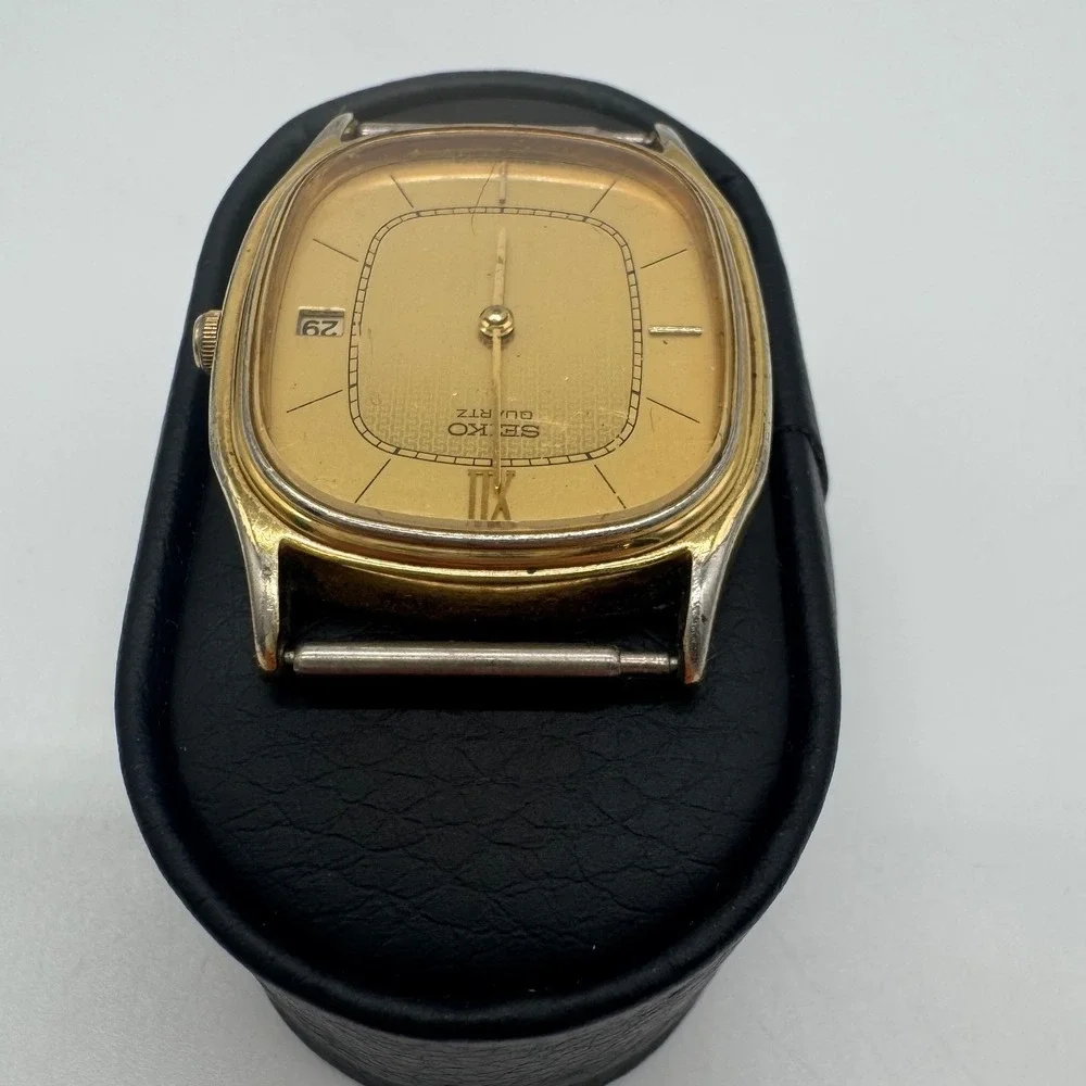 Vintage Seiko Quartz 6432-5100 Gold Tone Watch Head Parts Only